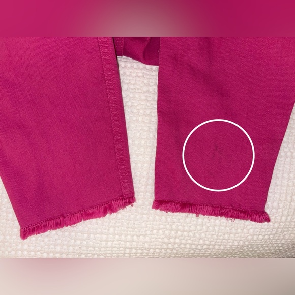 JEN7 7 For All Mankind High Waist Crop Skinny Jeans Frayed in Fuchsia - Size 10 - Picture 12 of 15